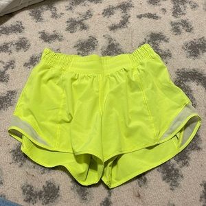 neon yellow hotty hot lululemon shorts